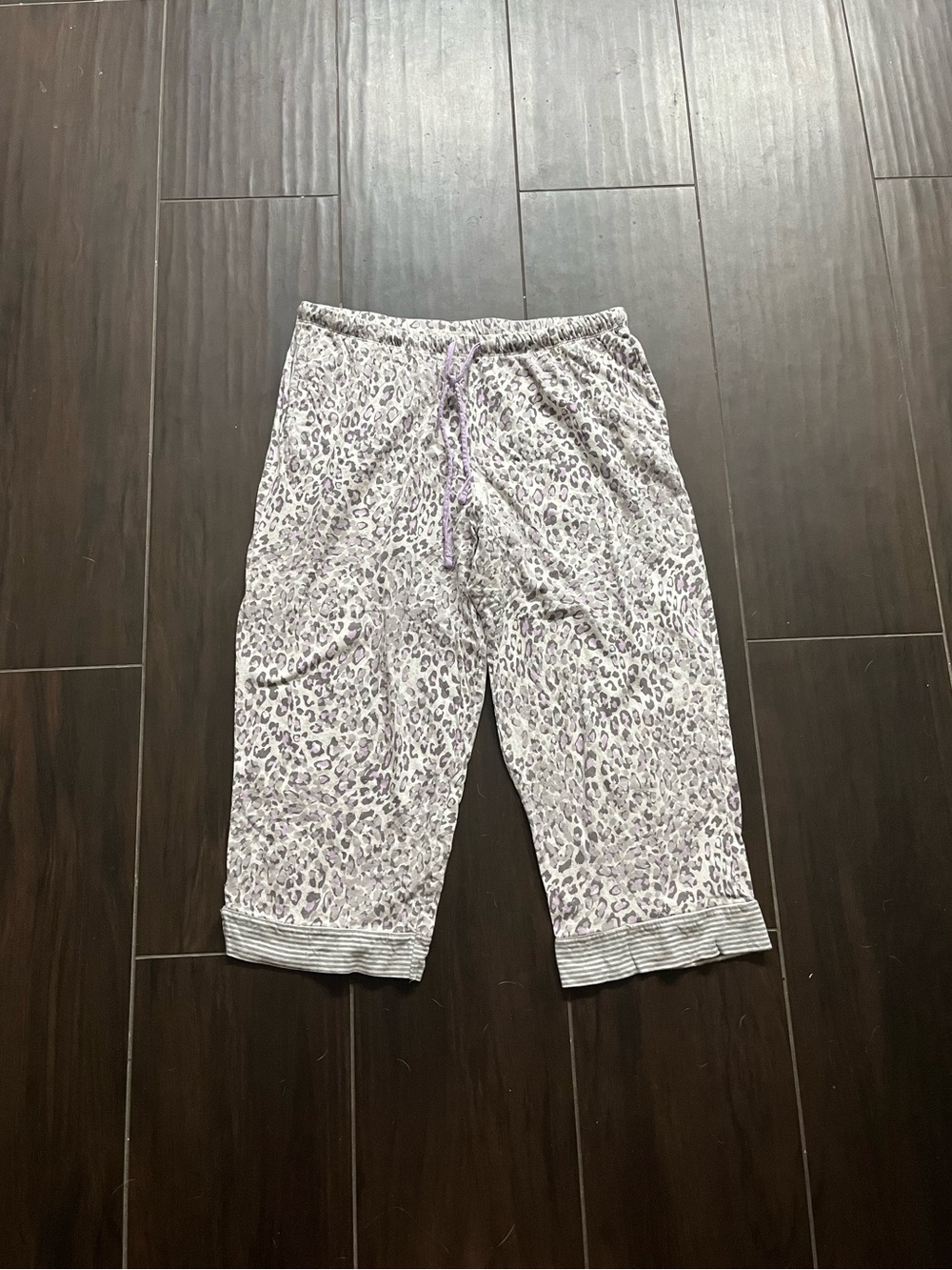 Carole Hochman Purple Leopard Print Capri Pajama Pants